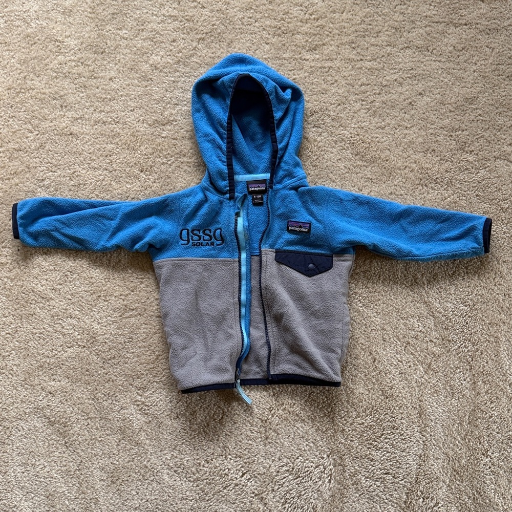 Patagonia Micro D Snap Blue and Gray Fleece Jacket